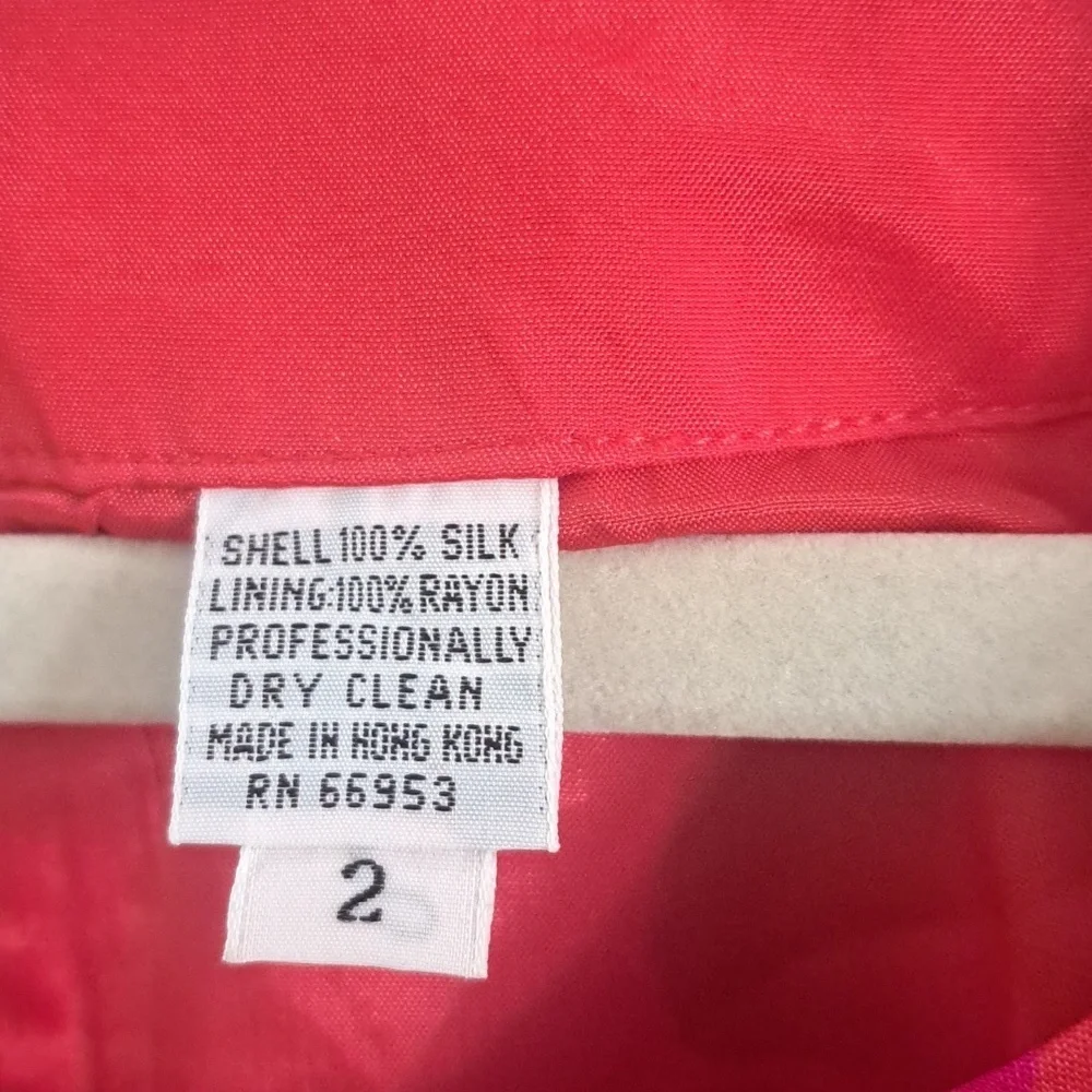 Vintage Albert Nipon Silk Red Dress with Subtle Patterns Sz 2 - Picture 6 of 8